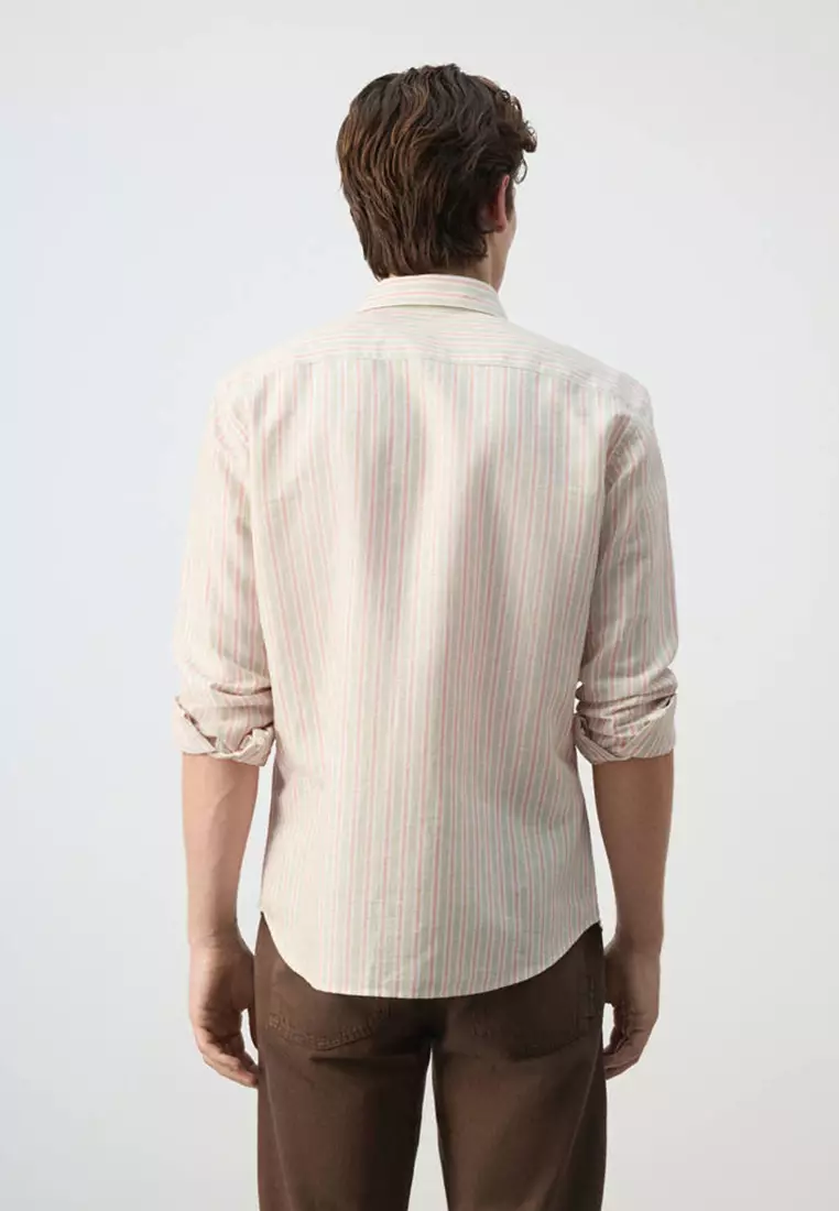 Linen-Cotton Blend Stripe Shirt