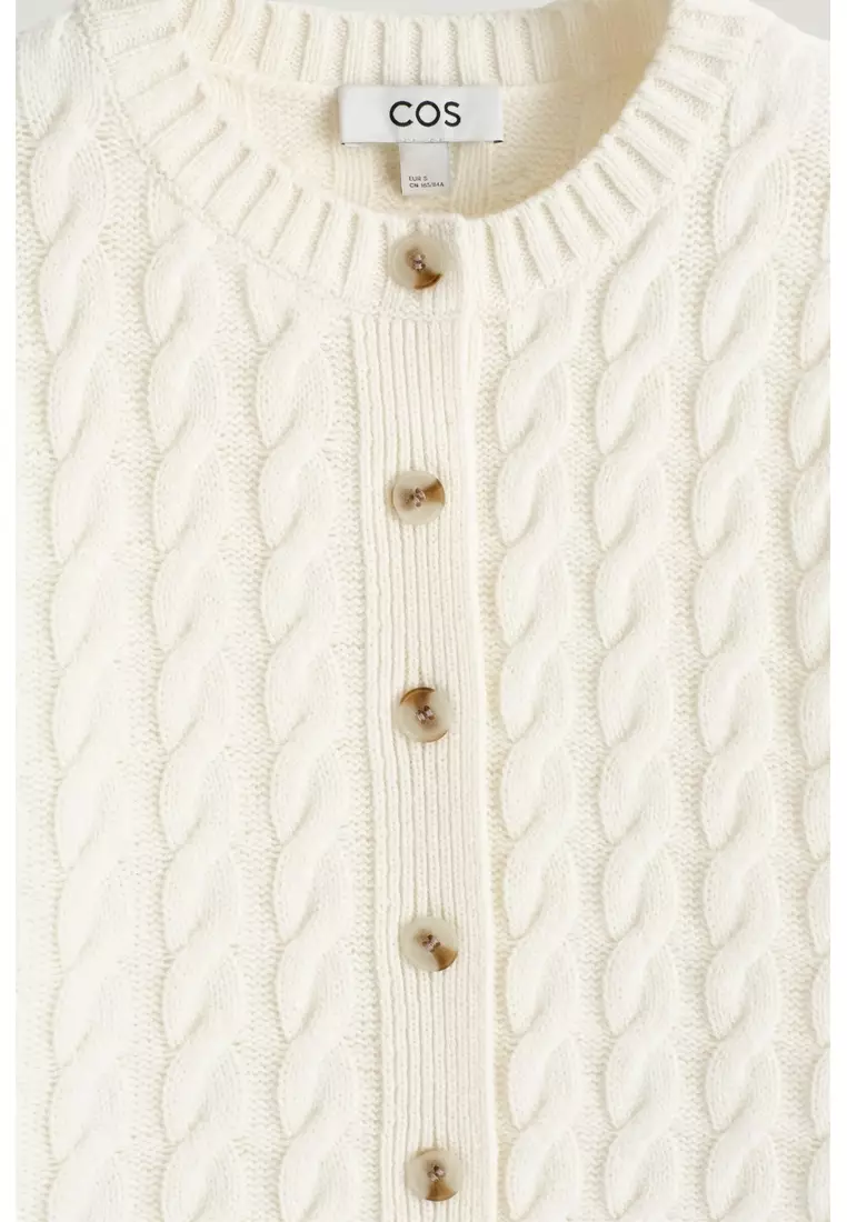 CABLE-KNIT MERINO WOOL CARDIGAN