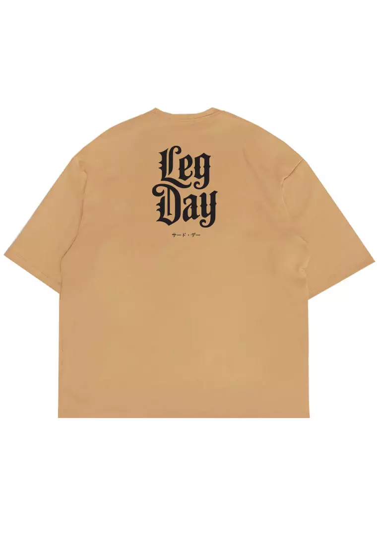 MTW70 Kaos Oversize Gym Bahan Tebal Scubalux "leg day" khaki