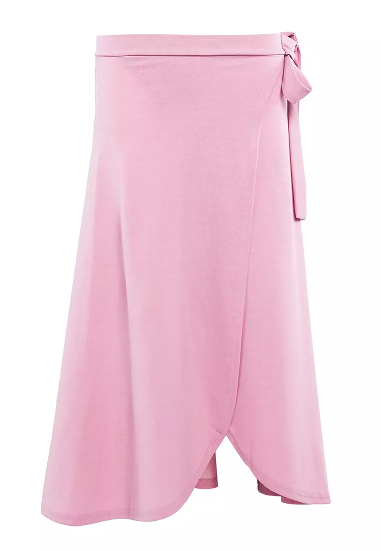 Pink Wrap Style Long Maxi Skirt