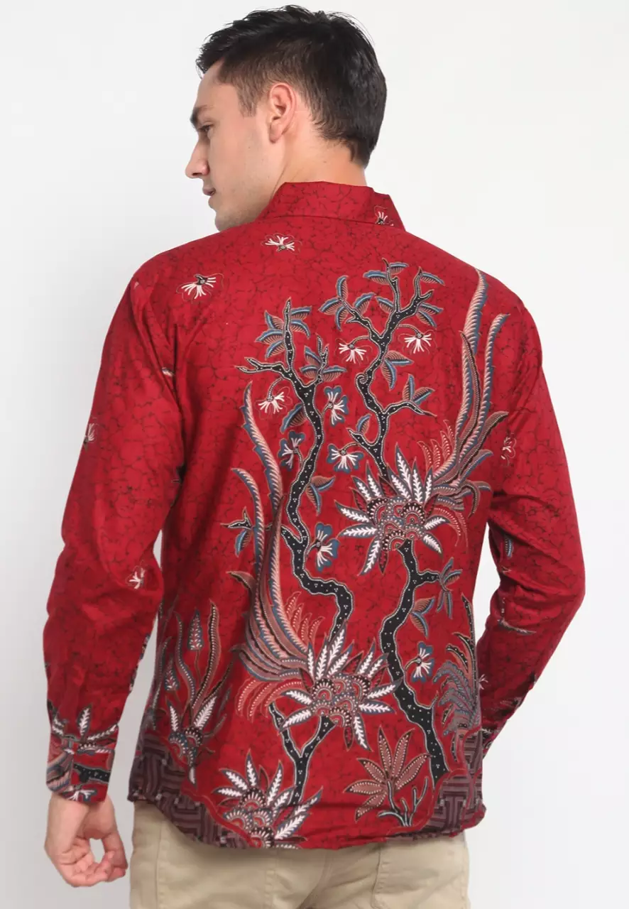 Kemeja Batik Pria Premium Slimfit Elegant Modern Lengan Panjang Jayadrata Maron