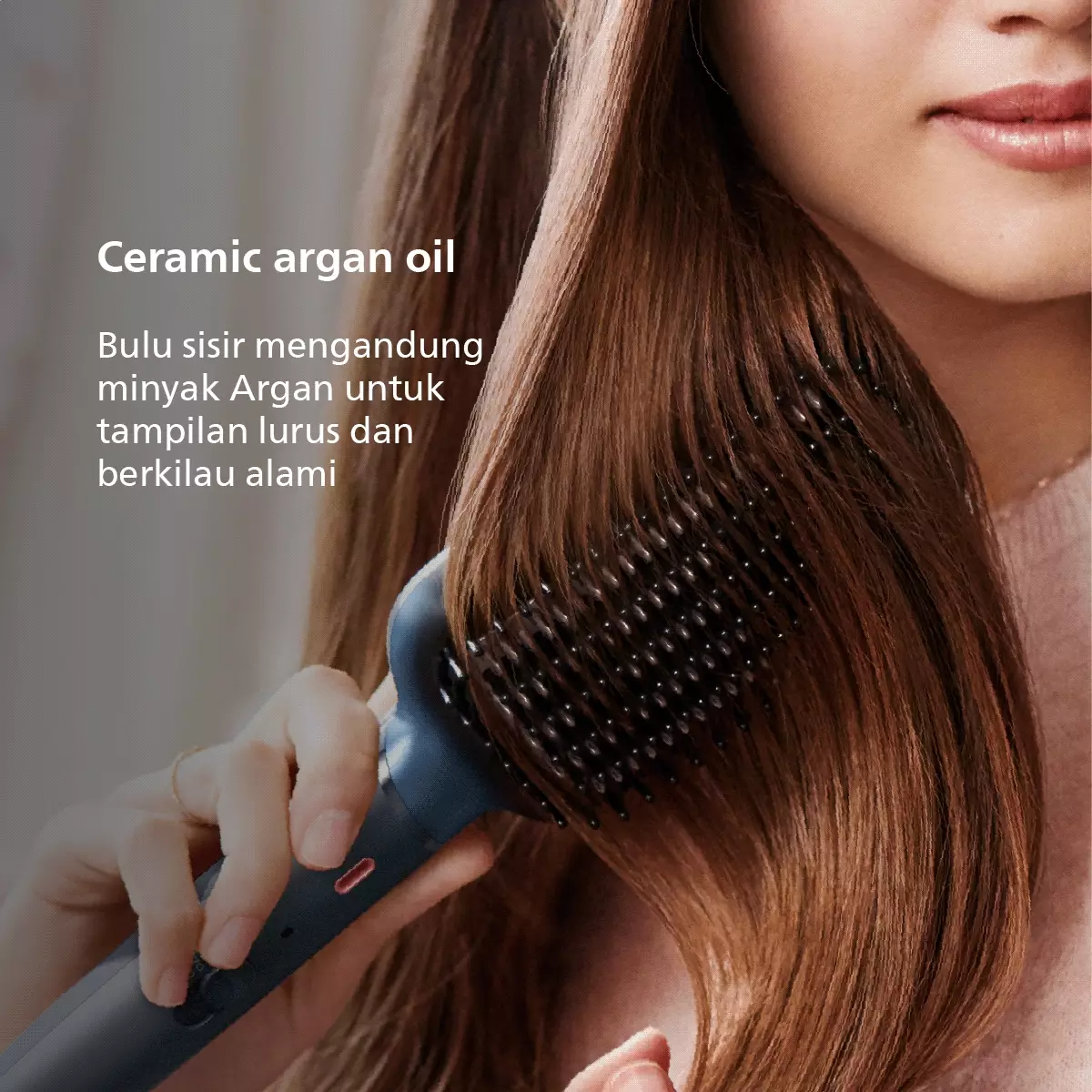 Philips Heated Straightening Brush BHH885/00 Pelurus Rambut Natural