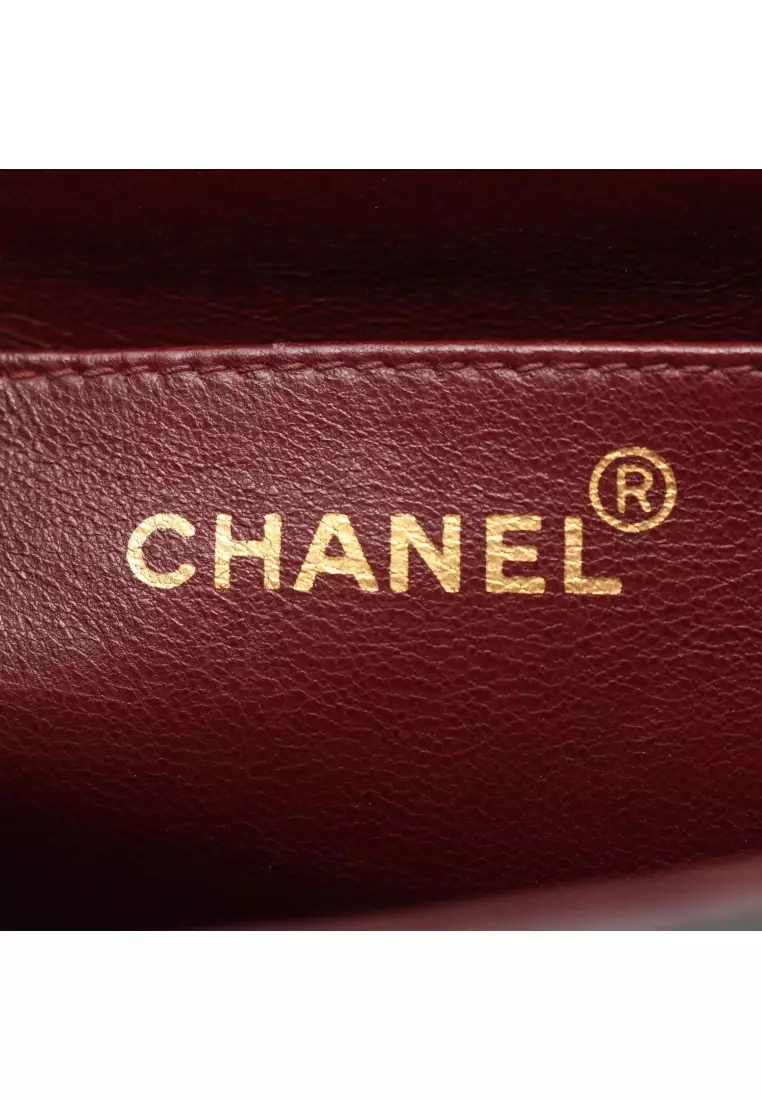 Pre-Loved Chanel V-stitch Chevron chain shoulder bag W chain shoulder bag lambskin black gold hardware