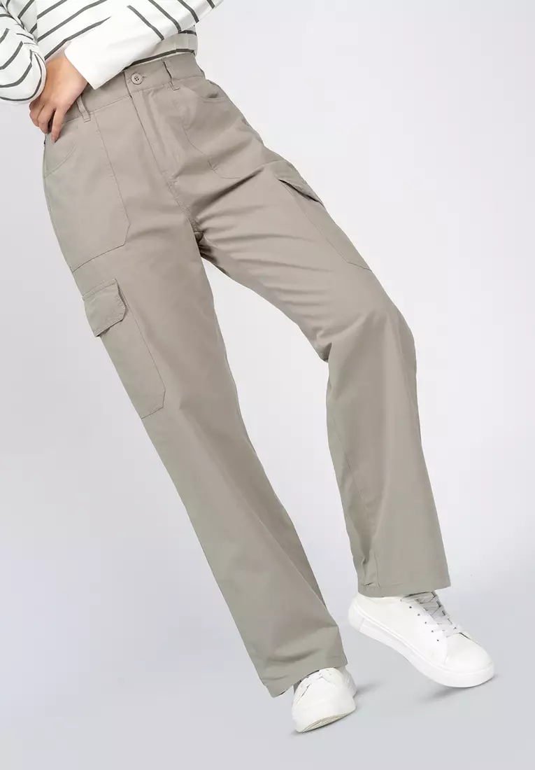 C2 Tielda Grey Cargo Pants Wanita