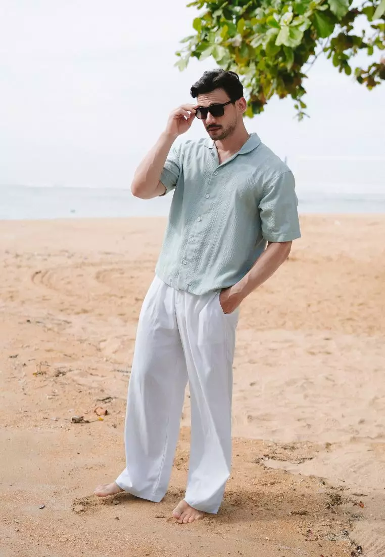 Lido Kemeja Oversized Lengan Pendek Pria Warna Mint | Oversized Linen Shirt Men Mint