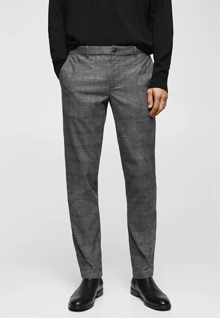 Buy MANGO Man Slim Fit Cotton Check Trousers 2023 Online ZALORA