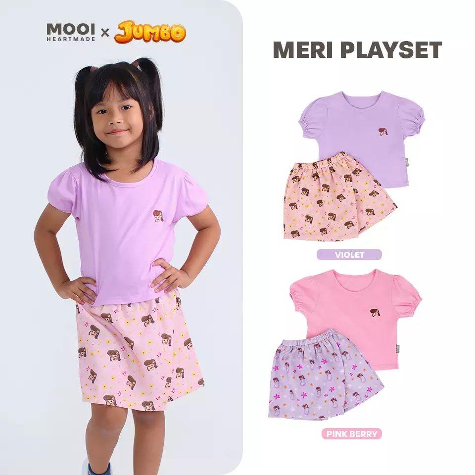 Mooi x Jumbo Setelan Anak Perempuan Meri Playset - Pink Berry