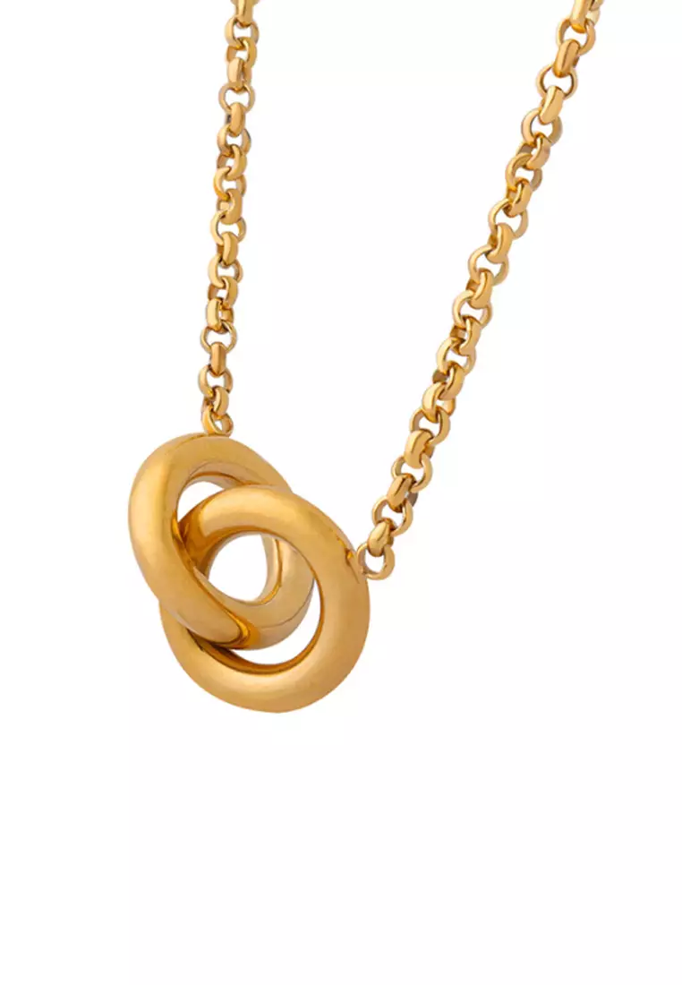 Gold double sales ring necklace