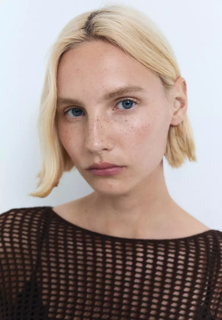 Long-Sleeved Crochet Sweater