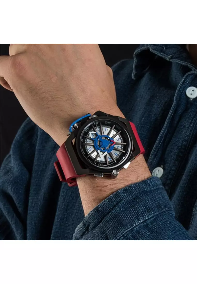 MAZZUCATO RIM SPORT 07-RD7685 - Reversible Automatic Watch - Red Rubber Strap