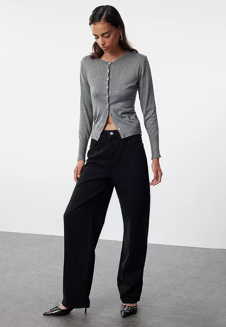 Black High Waist Barrel Baggy Jeans