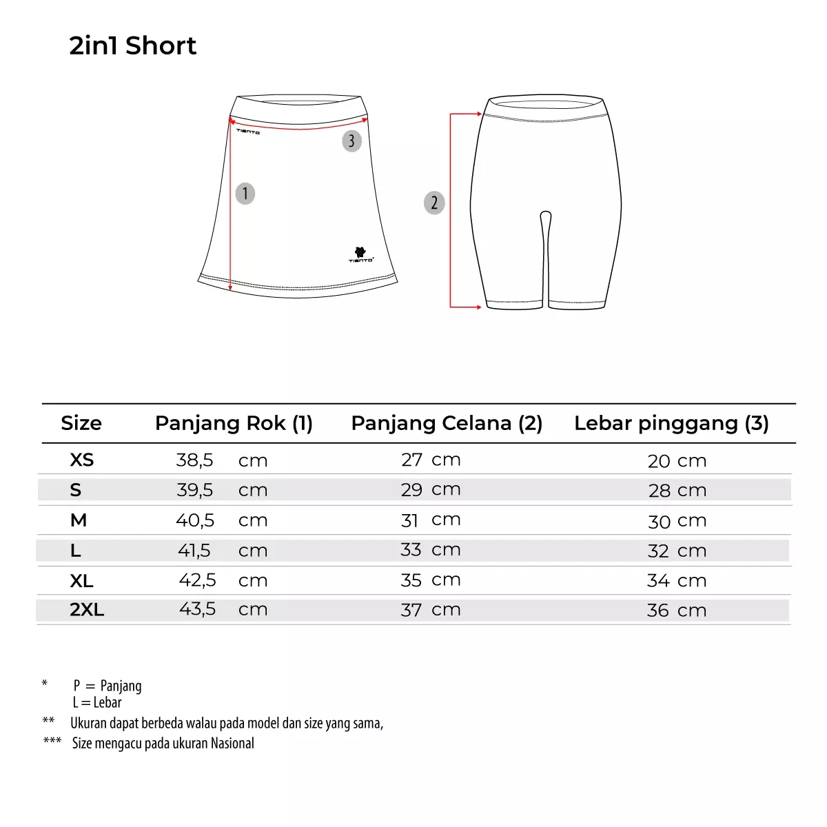 Tiento Rok Celana Olahraga Wanita Legging Pendek 2in1 Running Gym Yoga Lari