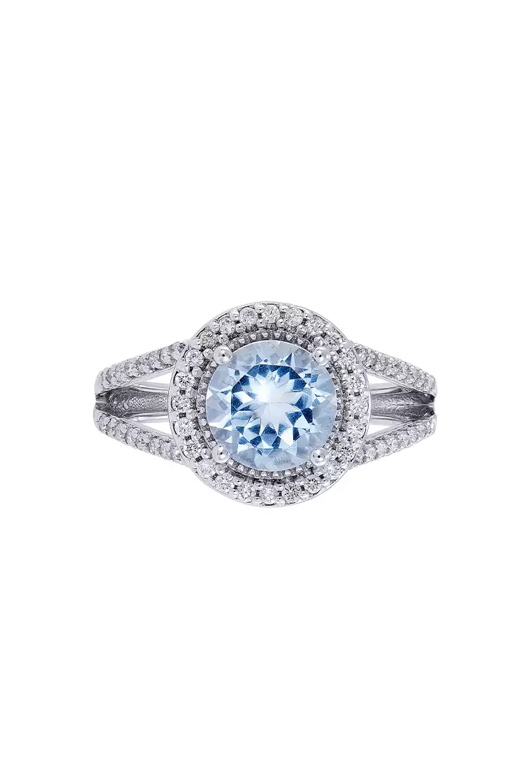 HABIB Aquamarine Cut and Diamond Ring in 375/9K White Gold 265990223(R)