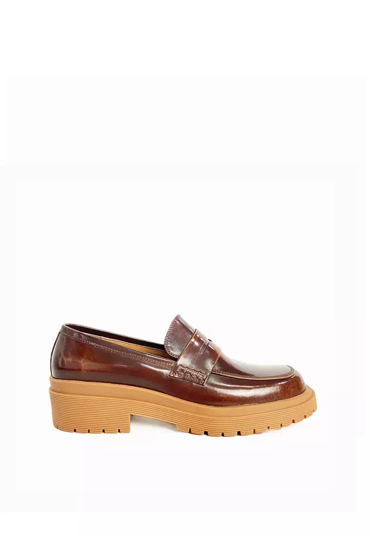 Discount on Bristol Shoes  shoes - SKU: Athena Brown Penny Loafers