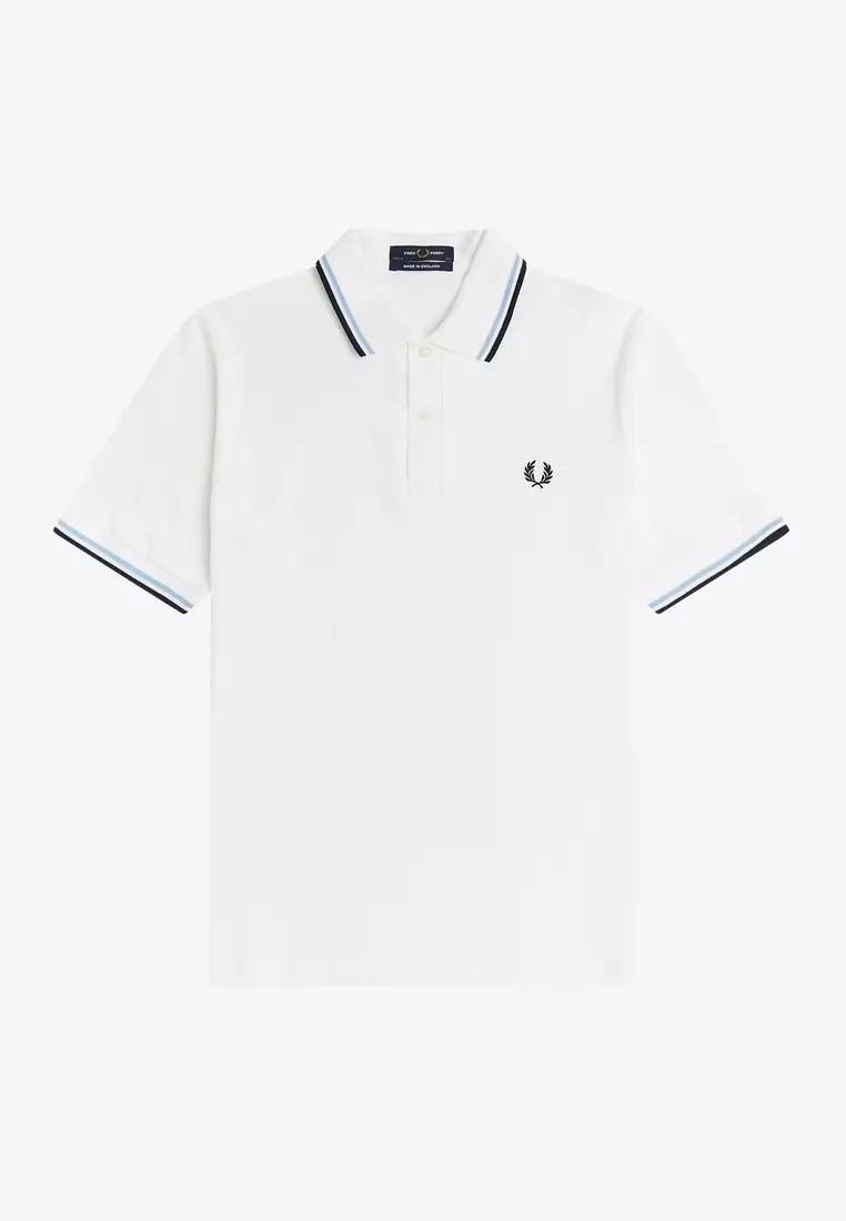 Fred Perry M12 Made in England Twin Tipped Fred Perry Shirt (White / Ice / Navy)