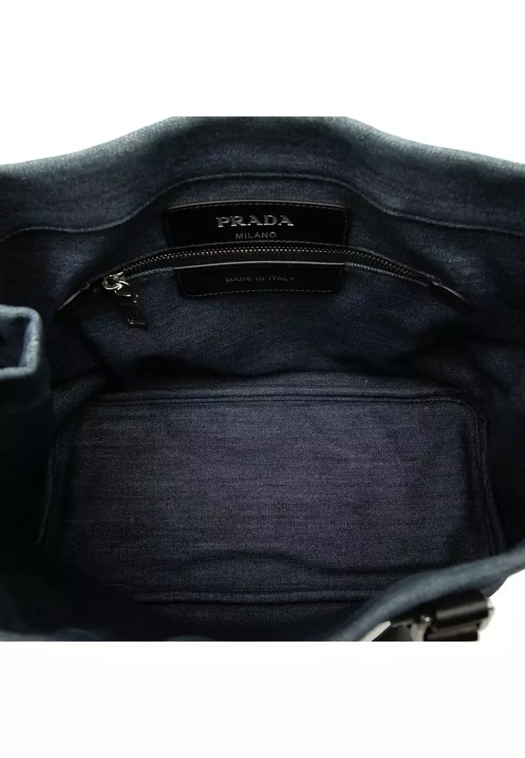 Pre-Loved Prada Logo Denim Tote