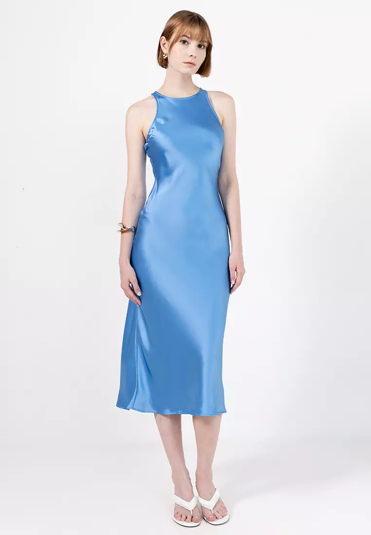 Sleeveless Satin Midi Dress
