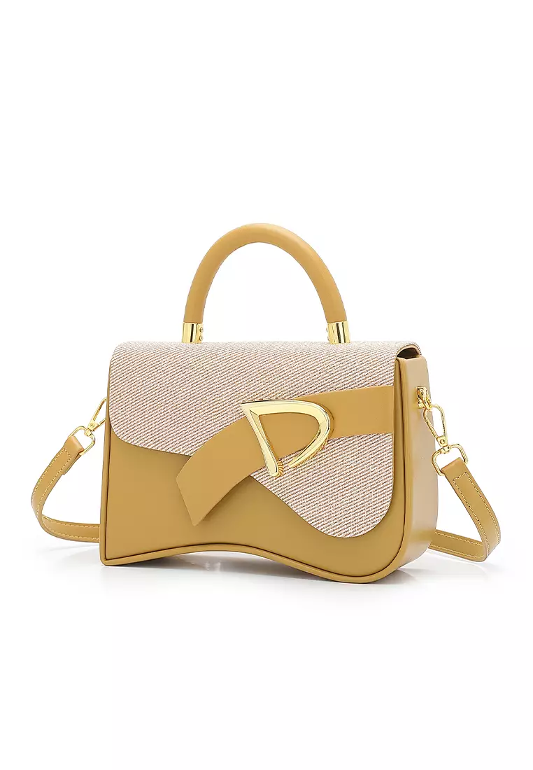 Women's Top Handle Bag / Sling Bag / Crossbody Bag - Yellow