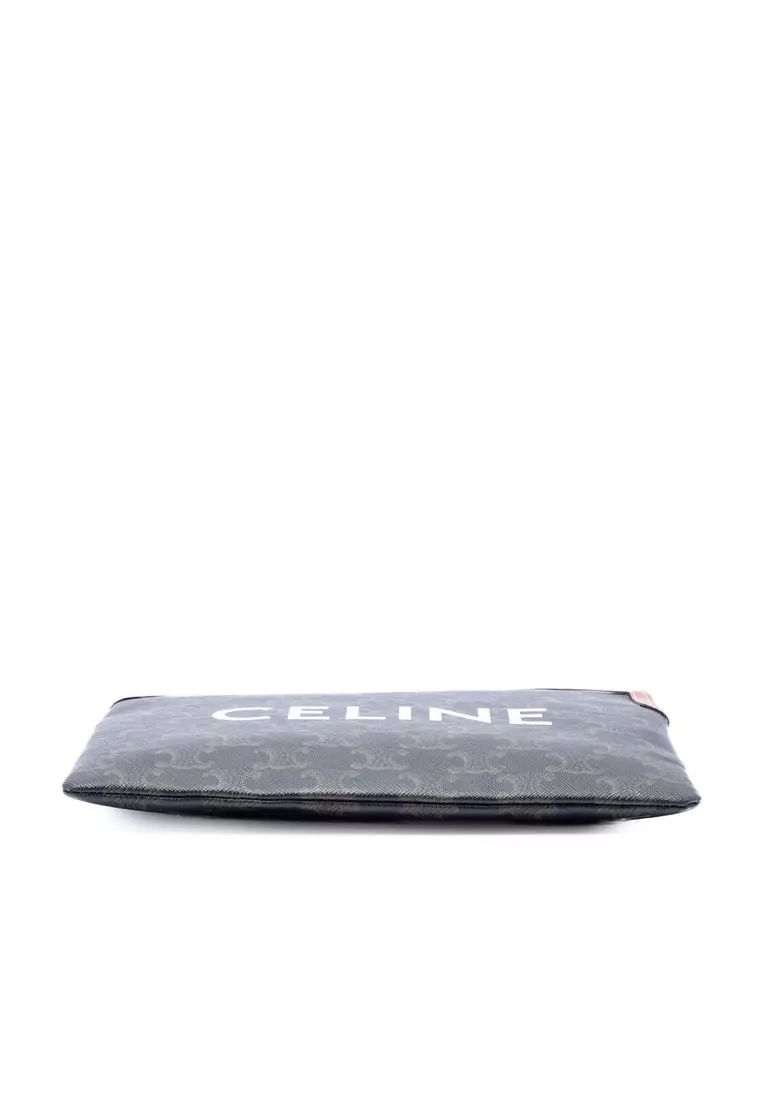 Pre-Loved Celine Small Triomphe Coated Canvas Clutch