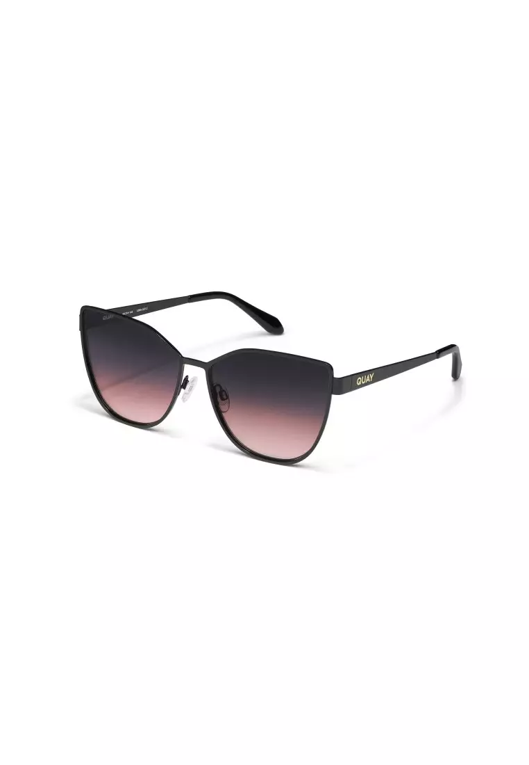 QUAY In Pursuit Sunglasses - Black/Black Plum Pink