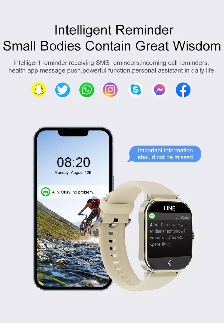Smart Watch U9 2.1 inch 3D Flexible Surface Bluetooth Calling Temperature Measurement Jam Pintar Khaki