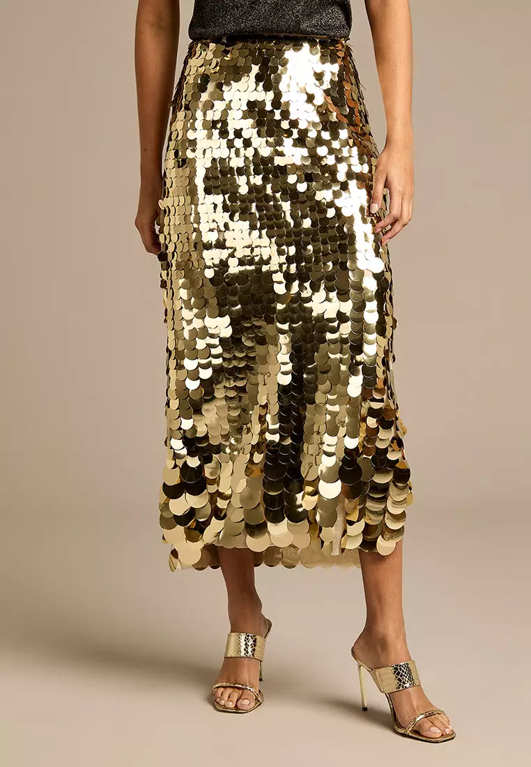 Buy GWD Eloise Gold Sequin Skirt 2025 Online | ZALORA