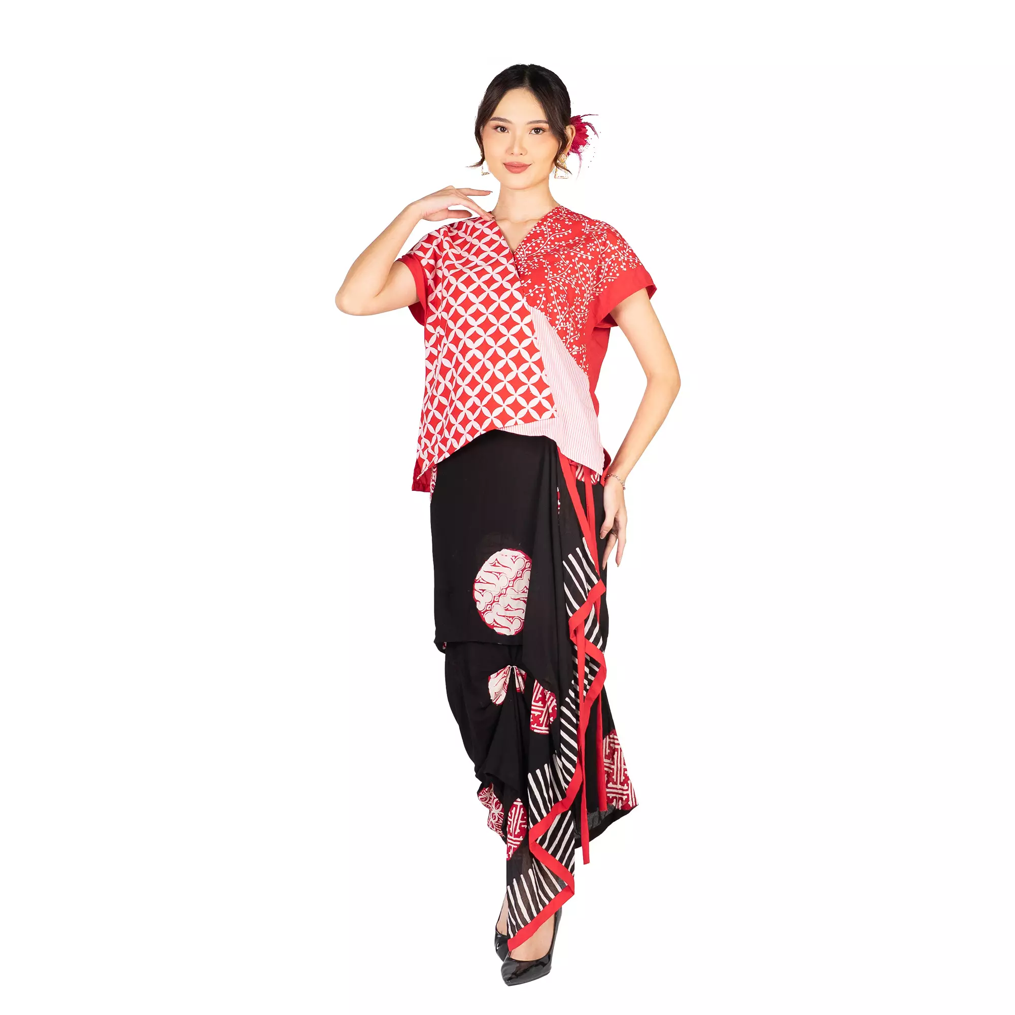 Blouse Batik Wanita - Bhatara Batik Rossie - Atasan Batik Modern Lengan Pendek