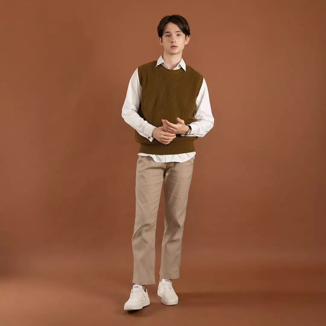 Kale Fenchy Dark Brown / Vest atau Rompi Pria premium berbahan dasar acrylic wool