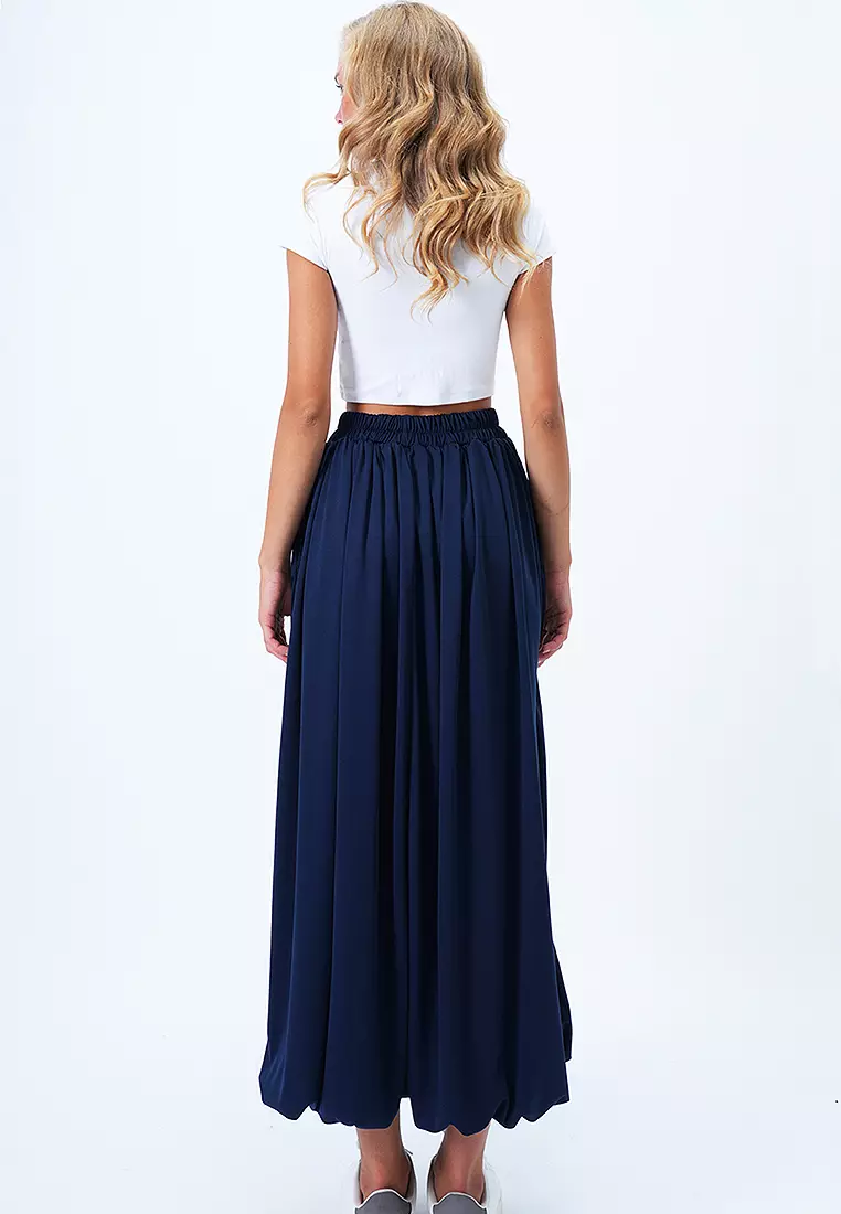 Pockets Detail Midi Bubble Skirt