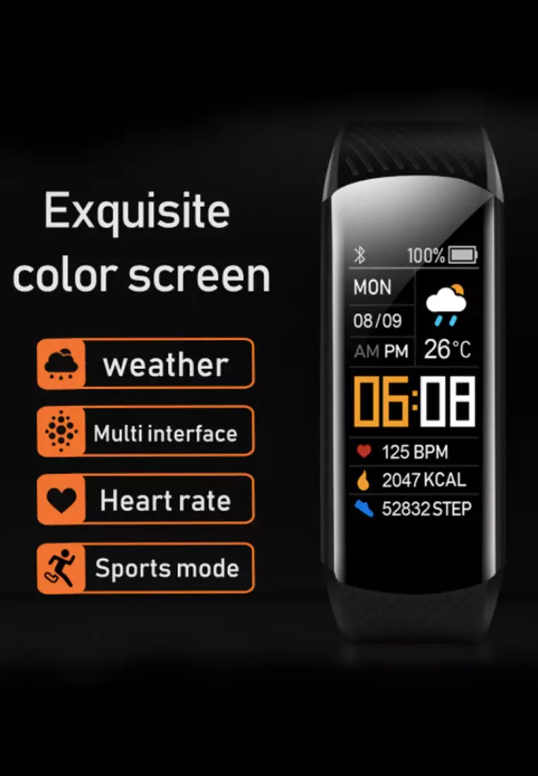 2 IOS/Android Waterproof Fitness SmartWatches, Heart Rate Monitoring, Weather, Clock - Black / Pink
