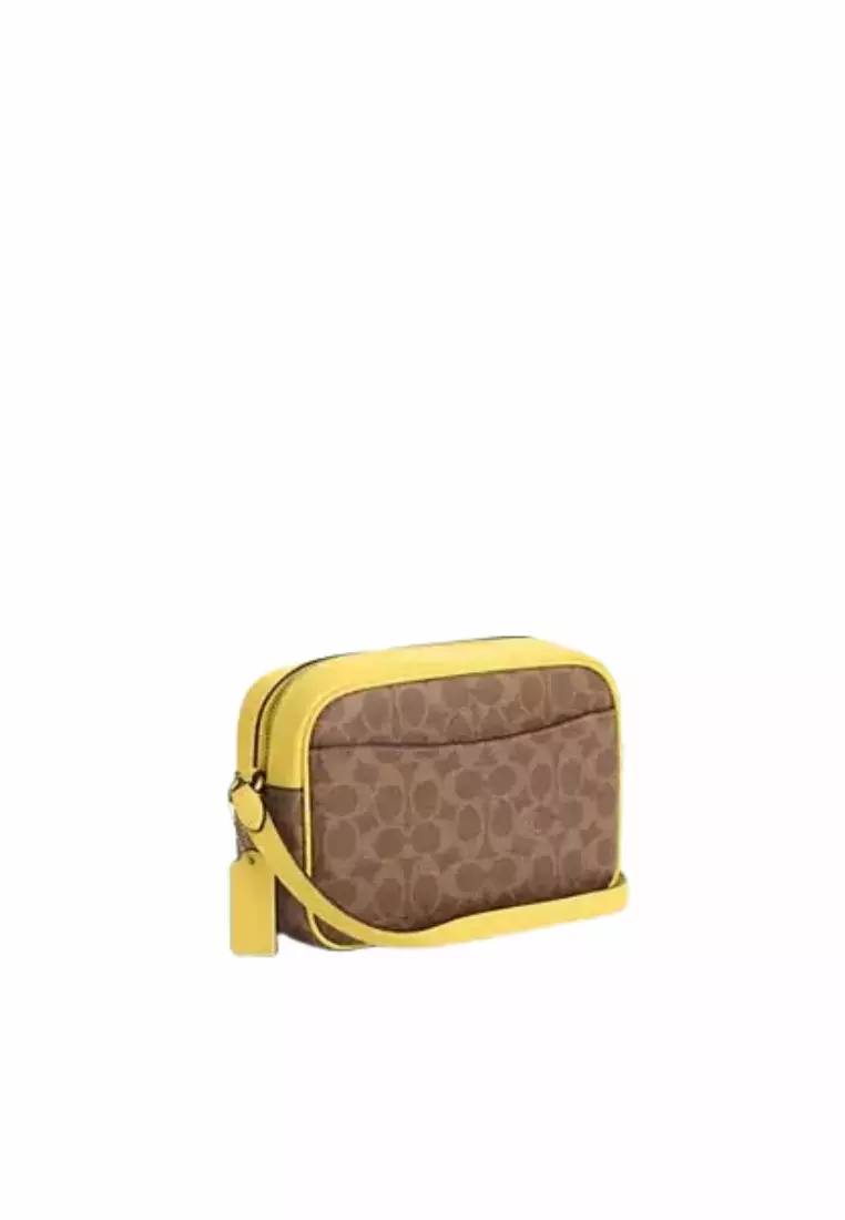 Buy Coach Coach Jamie Camera Bag Signature Canvas In Tan Yellow