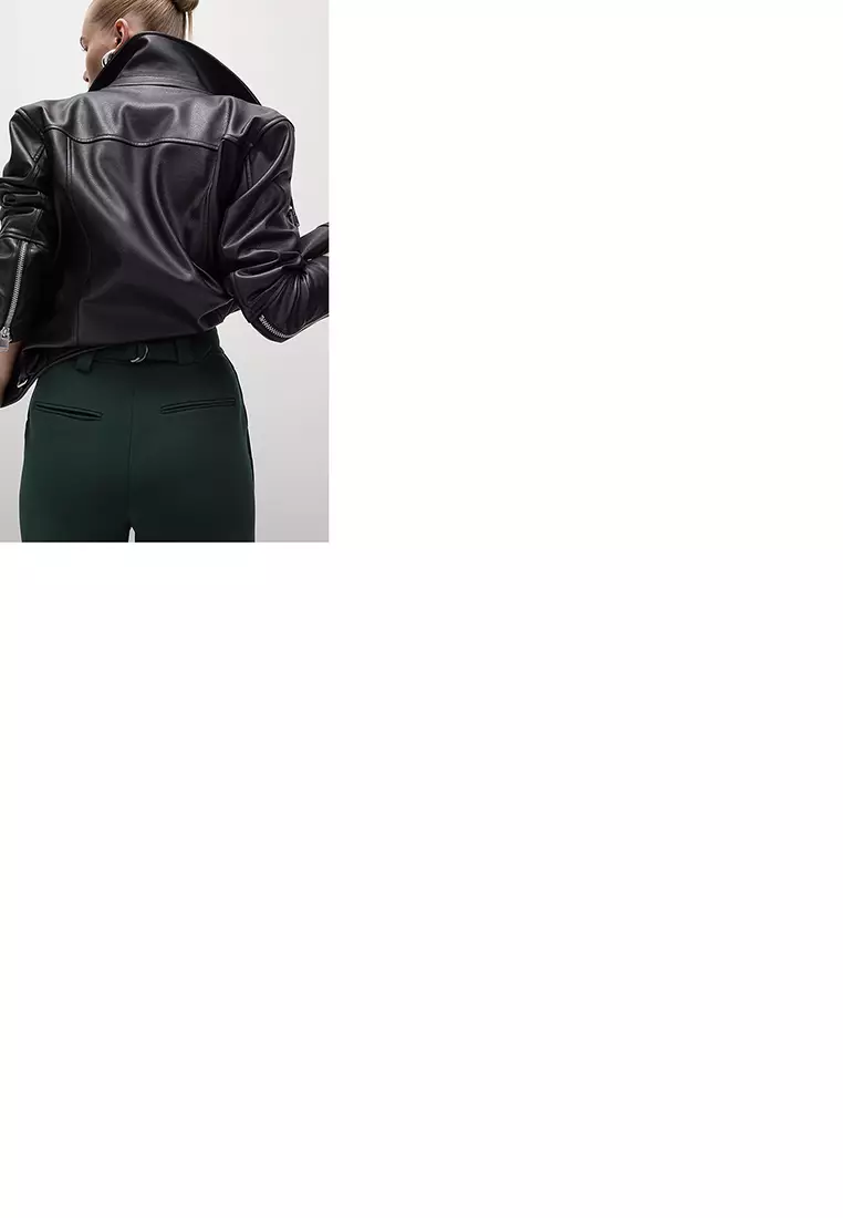 Crepe Tab Detail Wide Leg Trousers