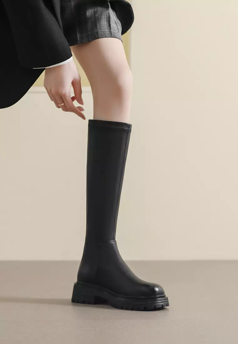 Zipper Microfiber Leather Riding Boots WW1605