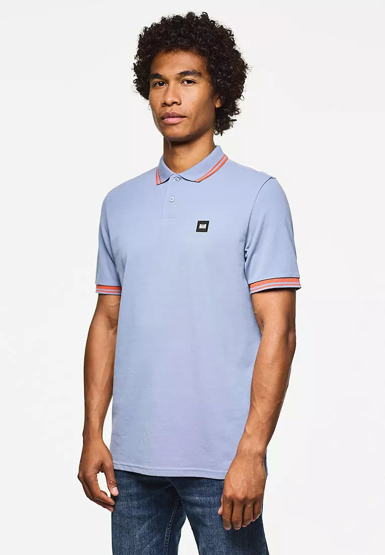MENS BLUE SHADOW/SUNSET LEVANTO POLO WITH CONTRAST TIPPING