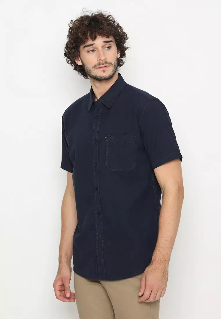 POLICE Kemeja Polos Cordoray Navy Regular Fit Pria