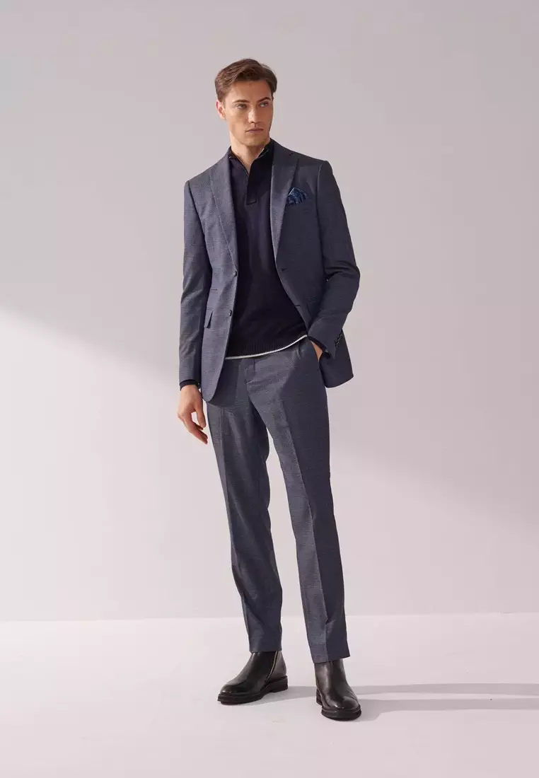 Navy Blue Cashmere Quarter-Zip Sweater