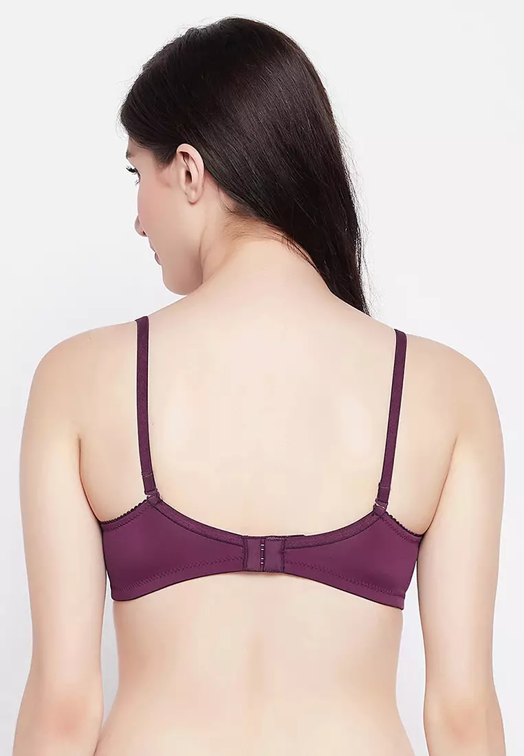 Clovia Padded Non-Wired Full Cup Multiway T-shirt Bra in Plum Colour