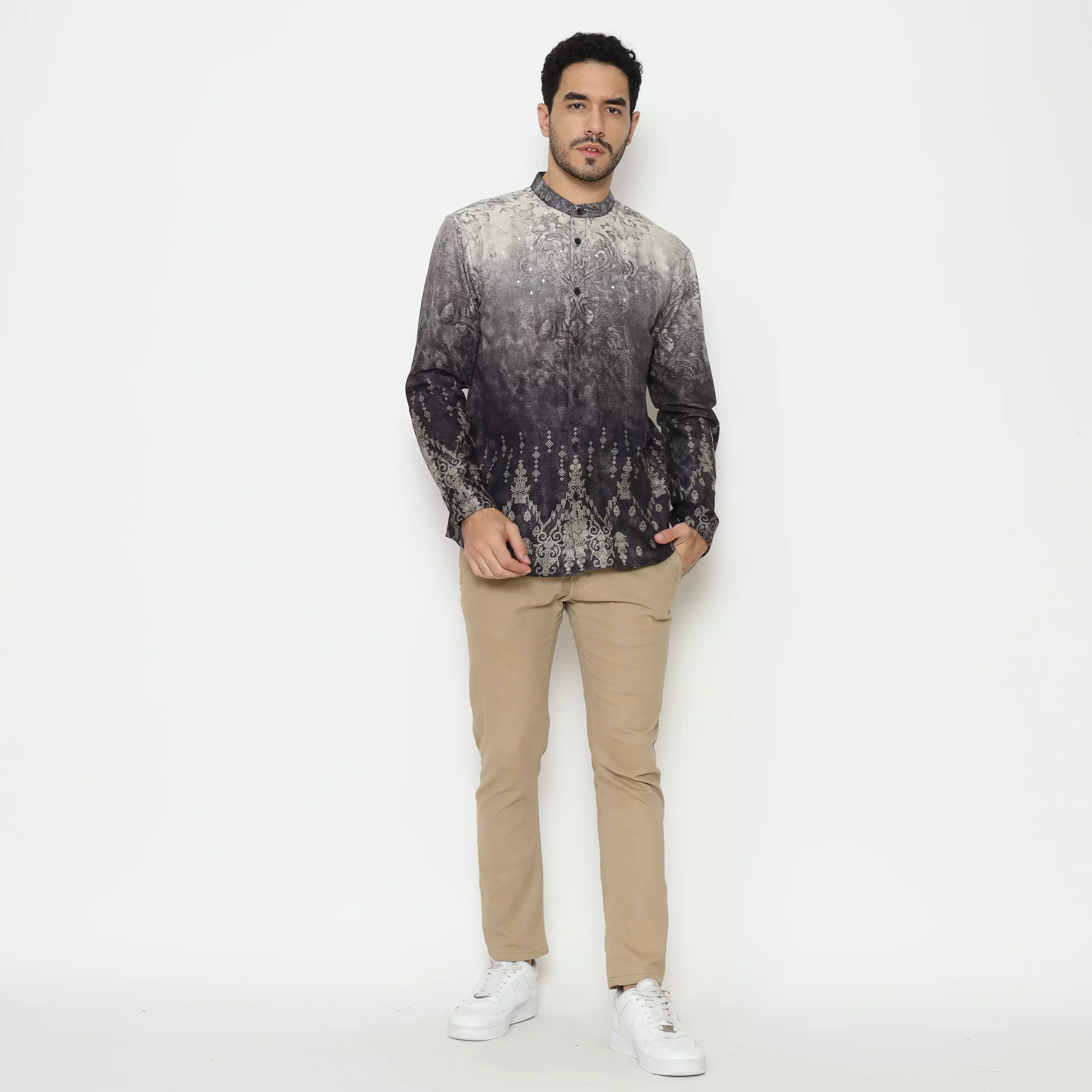AMK Kemeja Koko Pria Lengan Panjang KK Abyan L/S Black