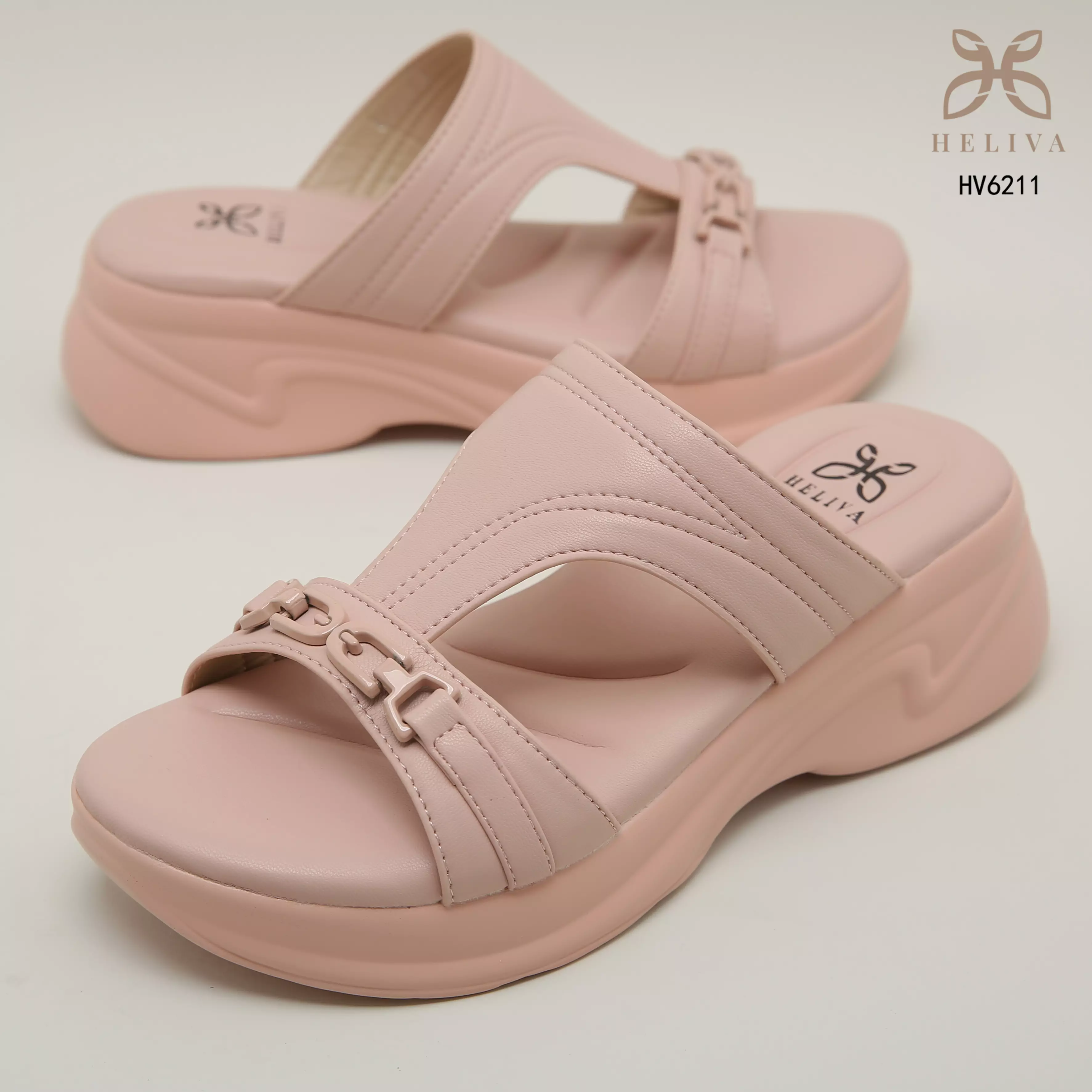 Heliva Joyce Lady Sandals Wedges Double Strap Chain Sol 5cm