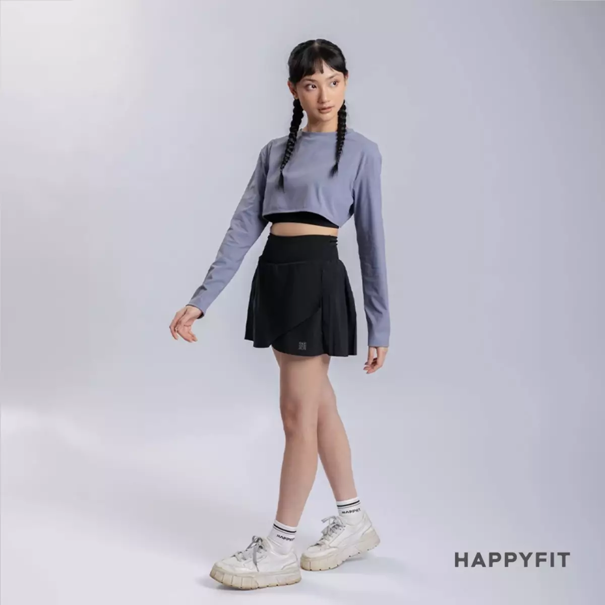 Happyfit Long Sleeve Cut Out Top Periwinkle