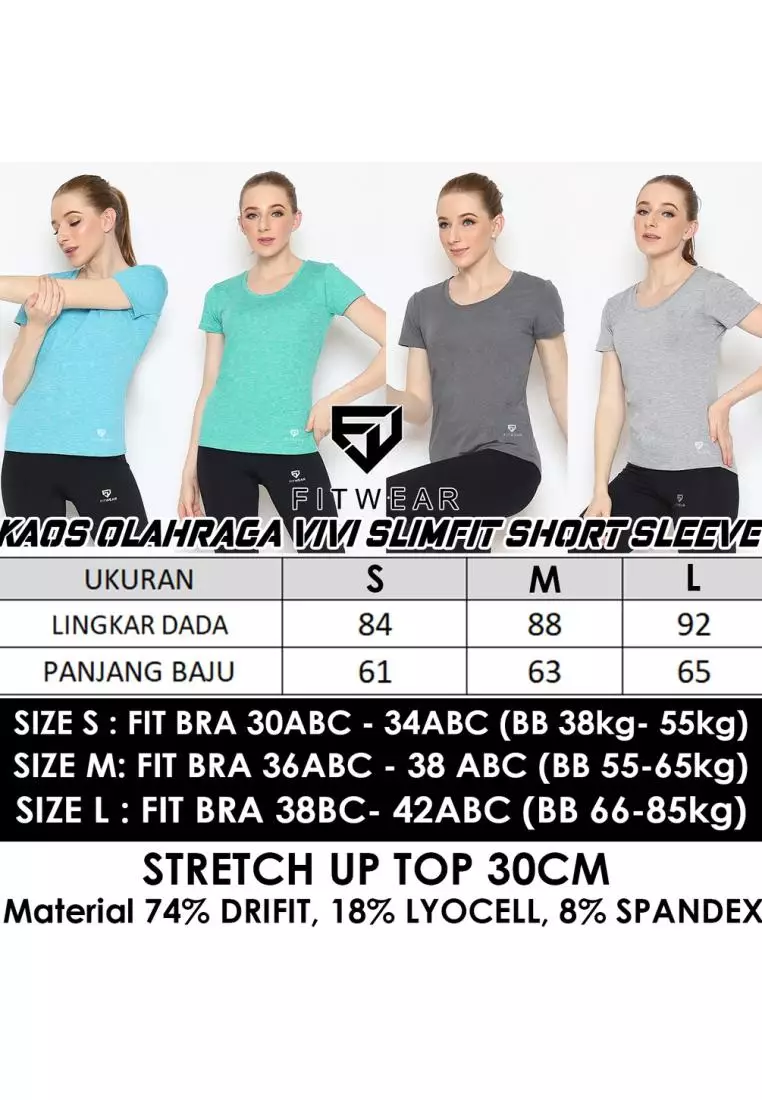Fitwear - Kaos Olahraga Wanita VIVI SLIMFIT SHORT SLEEVE - MOUNTAINT MINT