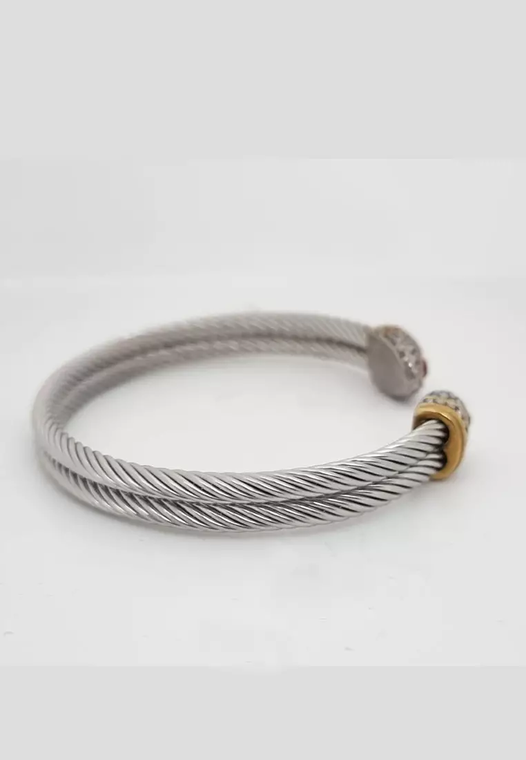 Ruby Eyed Premium Stainless Steel Bracelet Gelang Wanita Silver