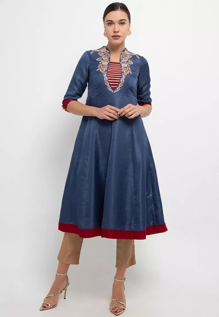Chanira Festive Laurel Tunic-Blue