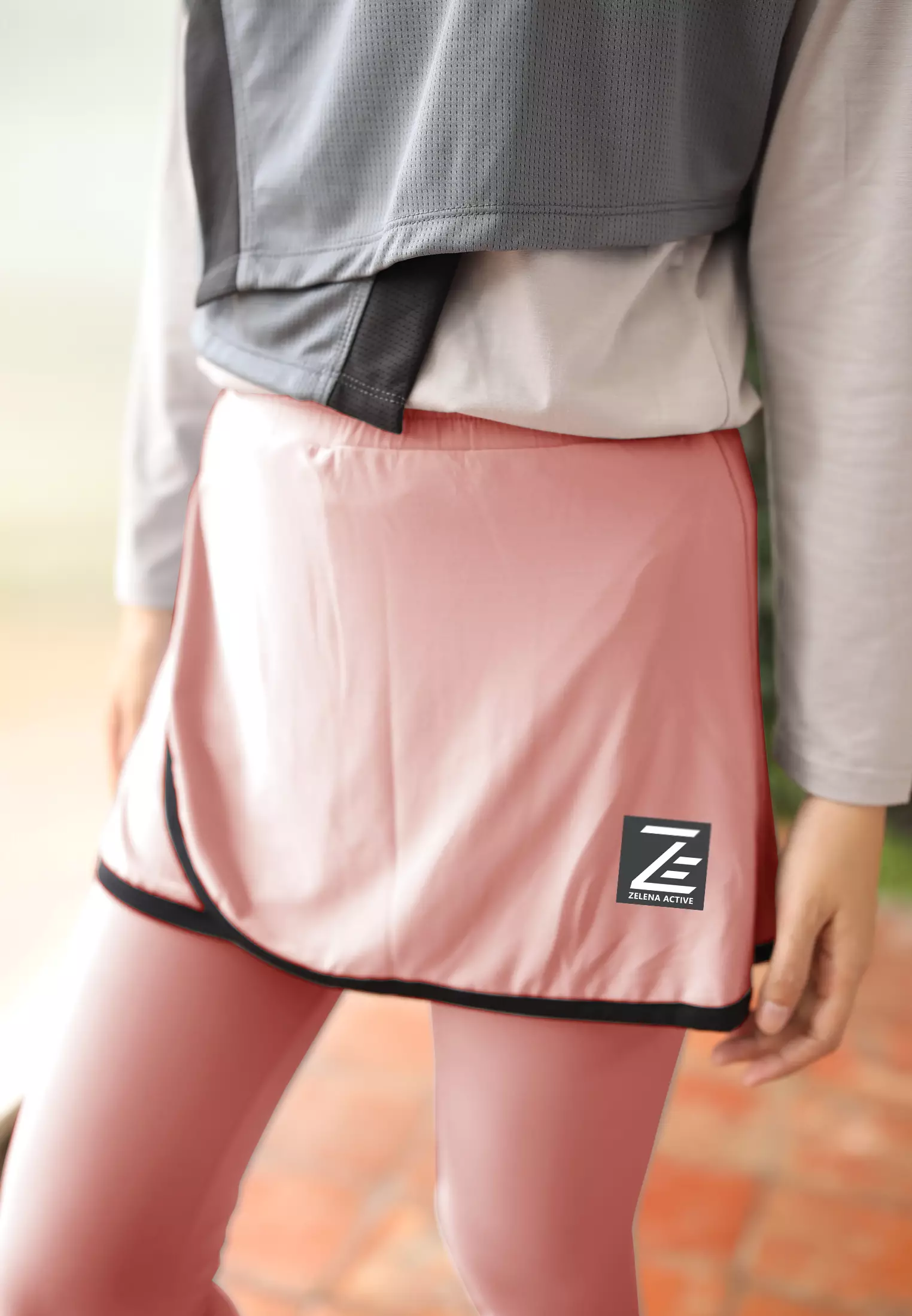 Zelena - Legging Rok Olahraga Wanita Tenis Padel - Rose Petal - XL 