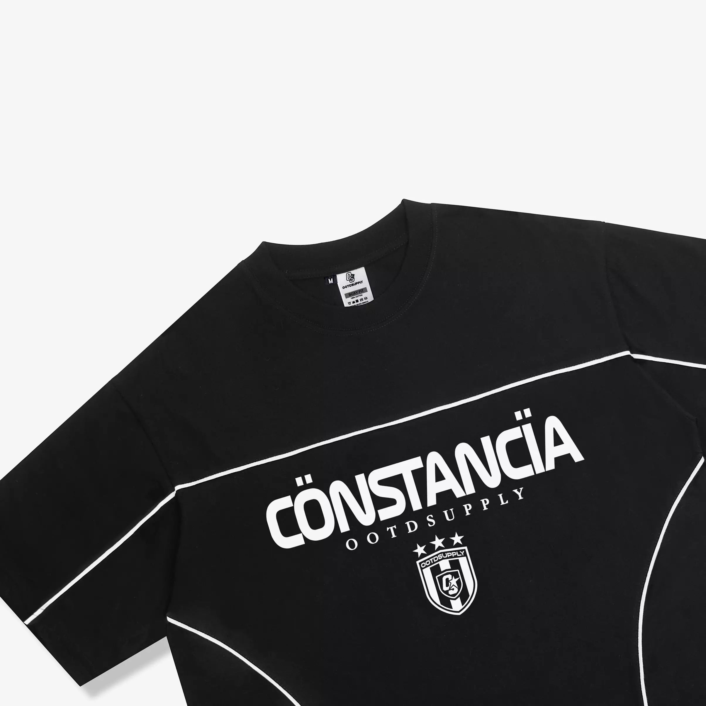 OOTDSUPPLY Oversize Boxy Cutline Constancia Black l Tshirt Boxyfit l Kaos Boxy | Atasan Boxy | OVZBXCL004