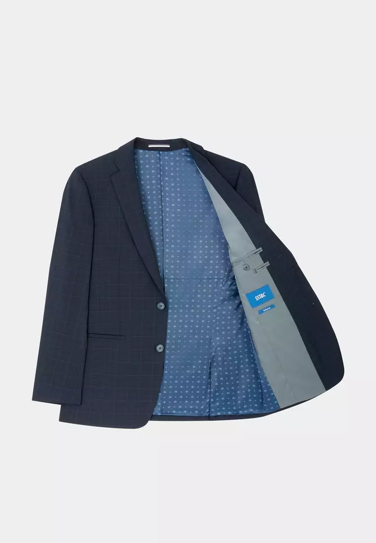 Midnight Blue Check Tailored Suit