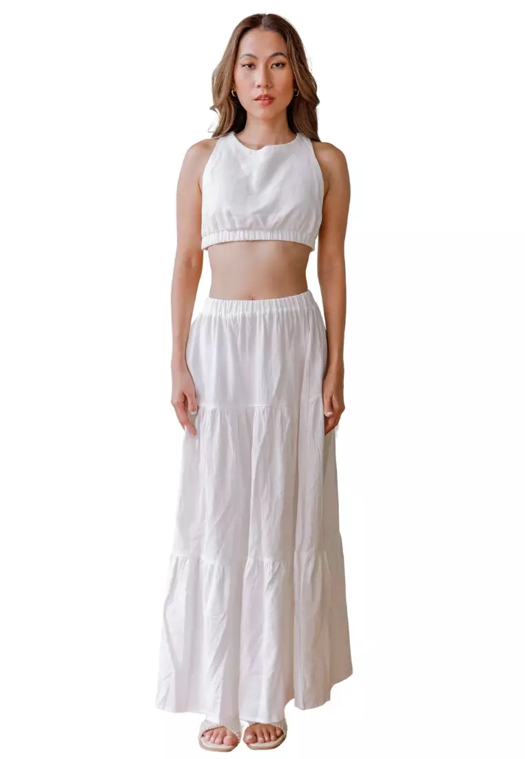 white long skirt set