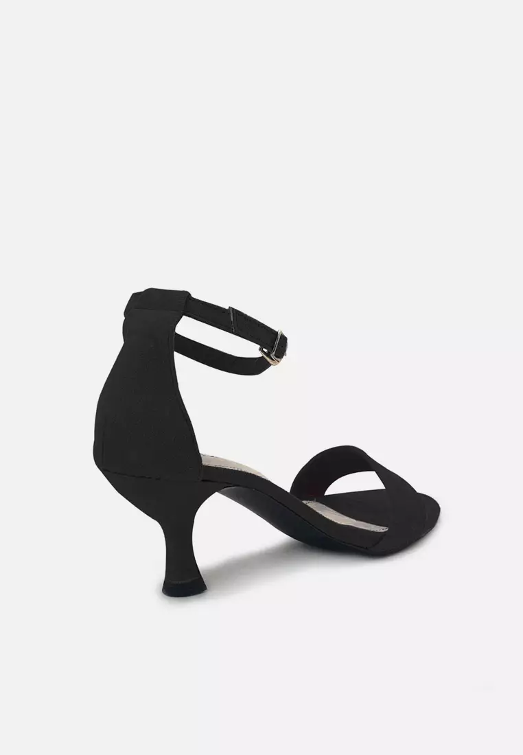 Blanche Sandal Ankle Strap Kitten Heels Suede Velvet