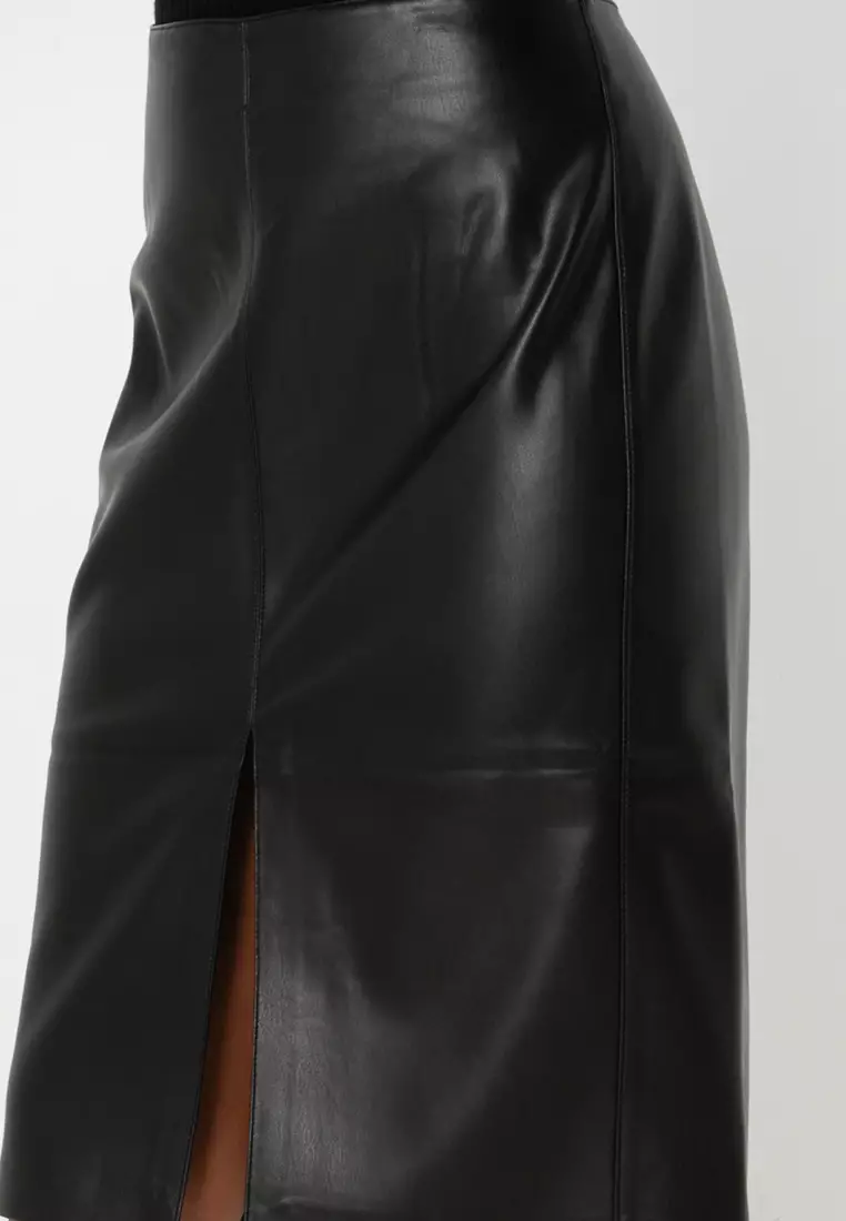Faux-Leather Pencil Skirt