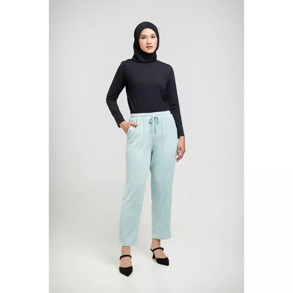 MFMW Lynan Celana panjang Mint Motif Salur